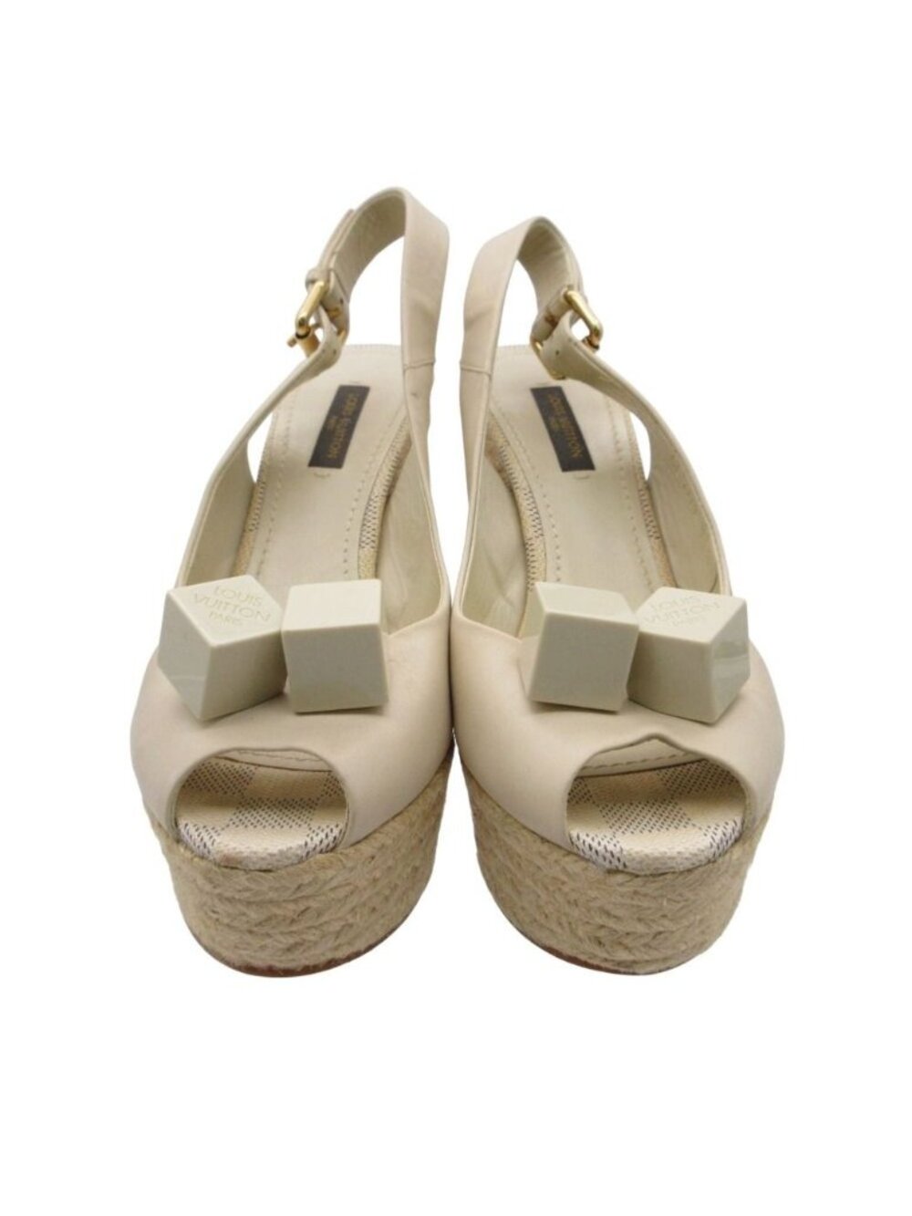 Louis Vuitton Sandals Cube Damier Espadrilles Wedge Sole Open Toe Platform